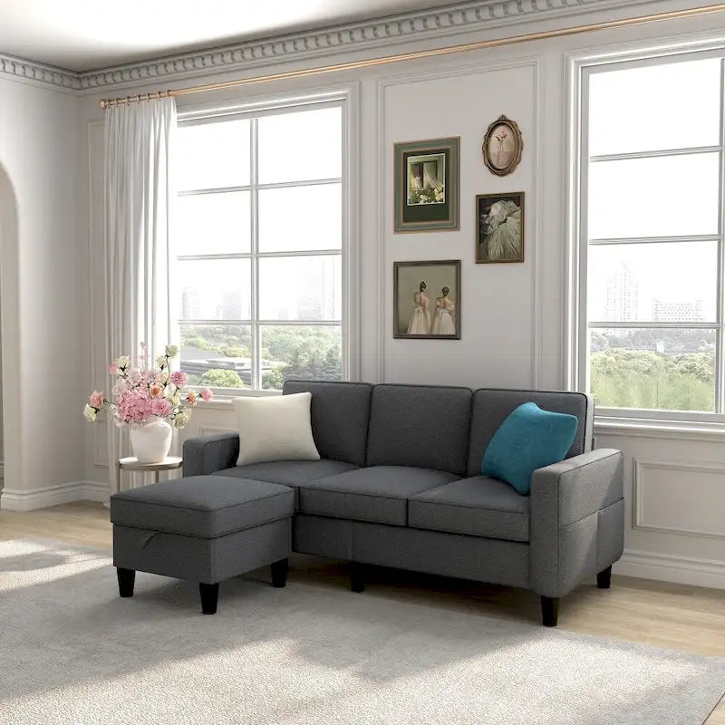 L-shaped design Sofa 3 Seater with Storage Box for the Chaise