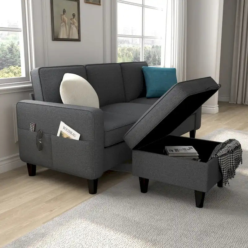 L-shaped design Sofa 3 Seater with Storage Box for the Chaise