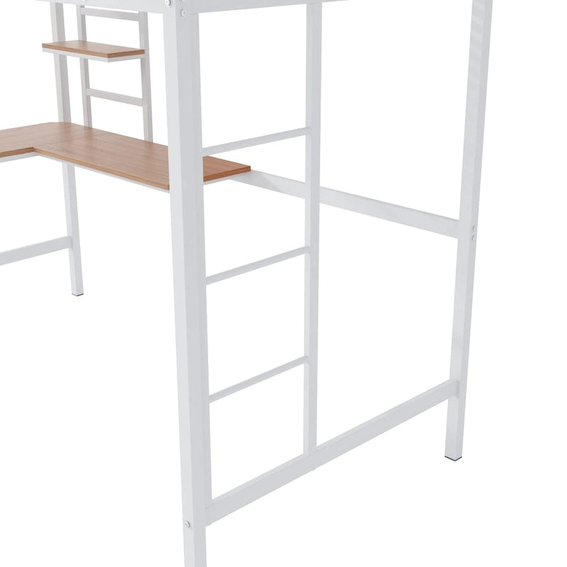 Twin Metal Loft Bed with Desk and Shelve
