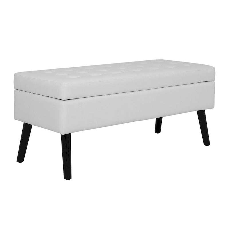 Storage Bench with Storage,End of Bed Bench,Entryway Bench,Storage Ottoman Bench 43.3 W x 17.7 White PU Leather Bench
